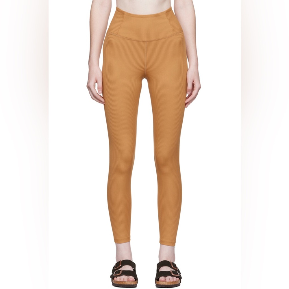 Girlfriend Collective Ribbed High Rise Leggings Tan XS Athleisure Yoga